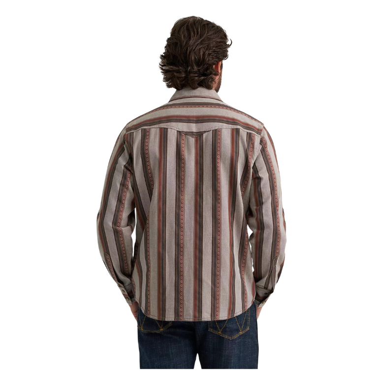 Wrangler Wrangler Retro Premium LS Snap Stripped Shirt - Brown