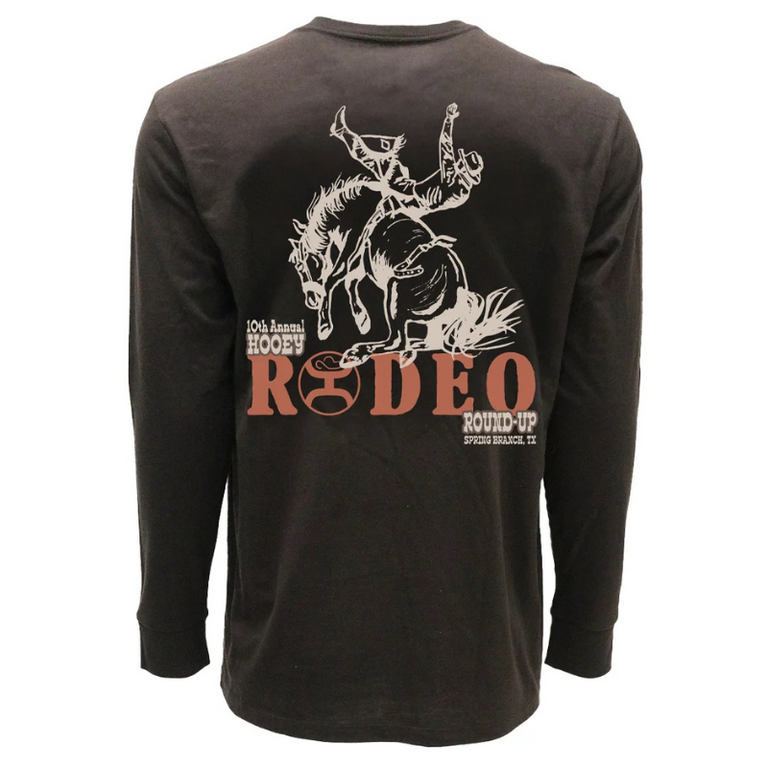 Hooey Hooey Rodeo Round-UP Crew Neck LS Shirt - Dark Brown