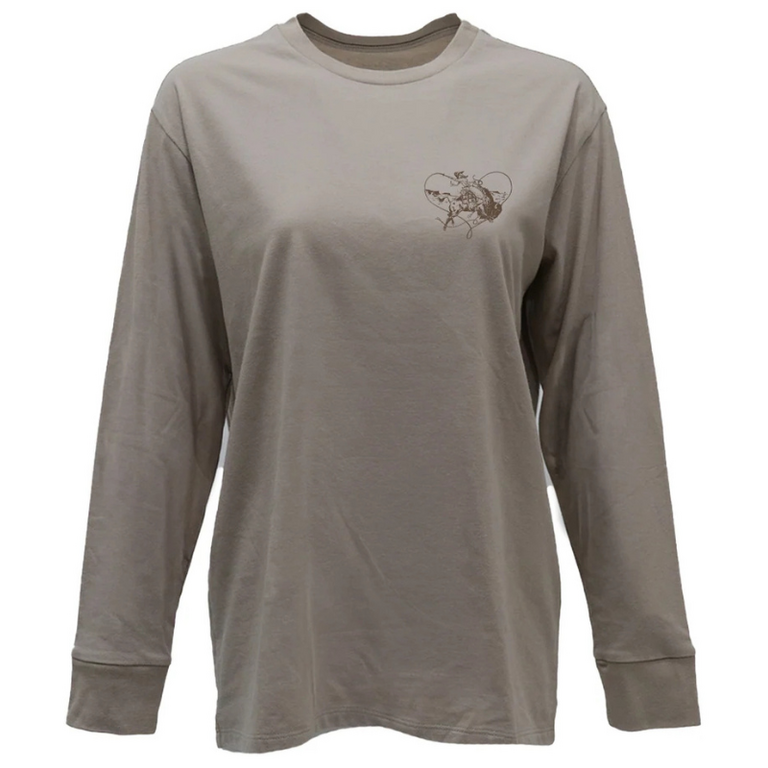 Hooey Hooey Buffalo Heart Crew Neck LS Shirt - Tan