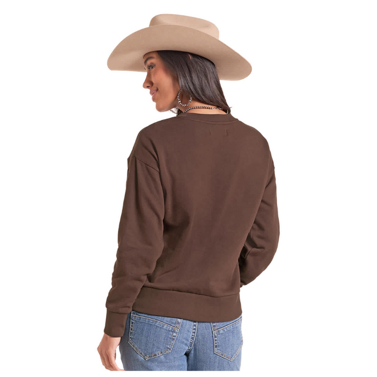 Panhandle Panhandle Slim Horseshoe Applique Crew Neck Sweater - Dark Brown