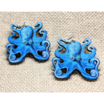 Blue Octopus Earrings