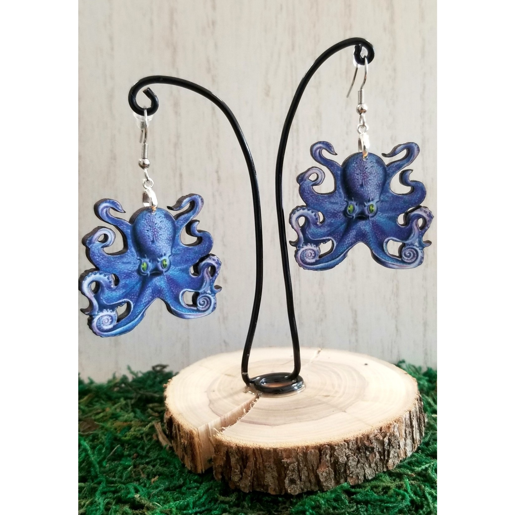 Blue Octopus Earrings