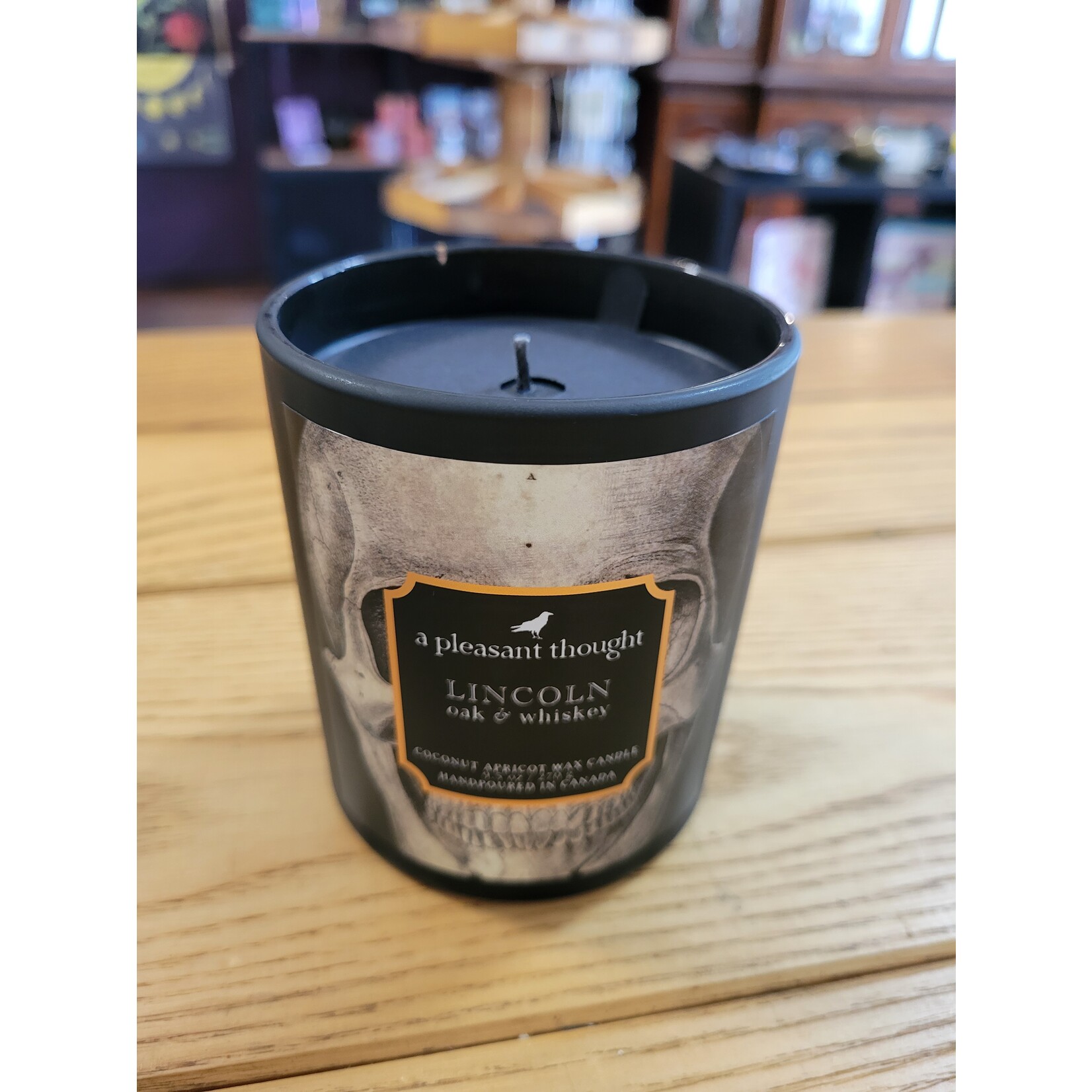 A Pleasant Thought Lincoln- Oak and Whiskey Skull Candle