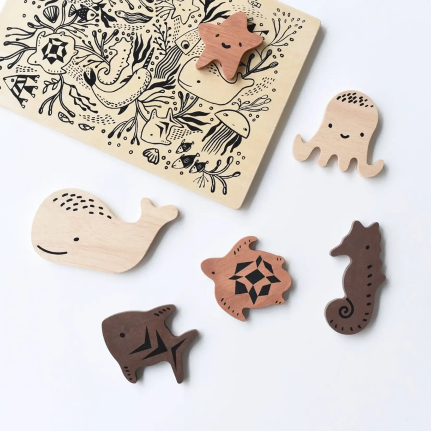 Wee Gallery Wooden Tray Puzzle- Ocean Animals
