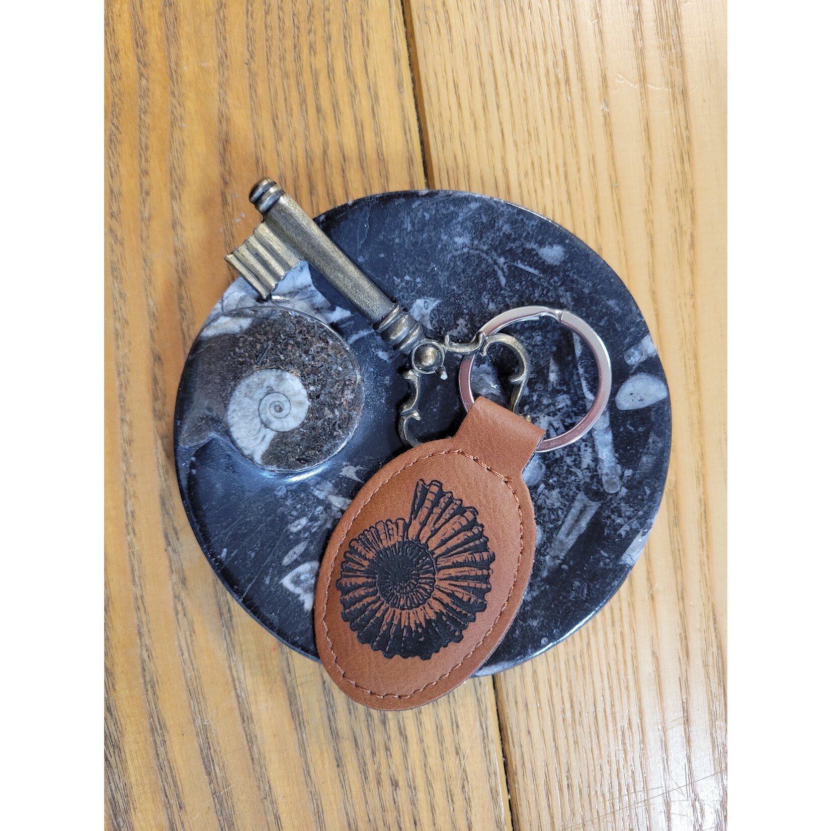 Adventure Awaits Vegan Leather Ammonite Keychain