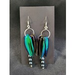 Rowan Fay Beetle Wing Earrings with Black Pearls