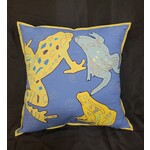 Frog Applique Pillow- Blue and Green 18in