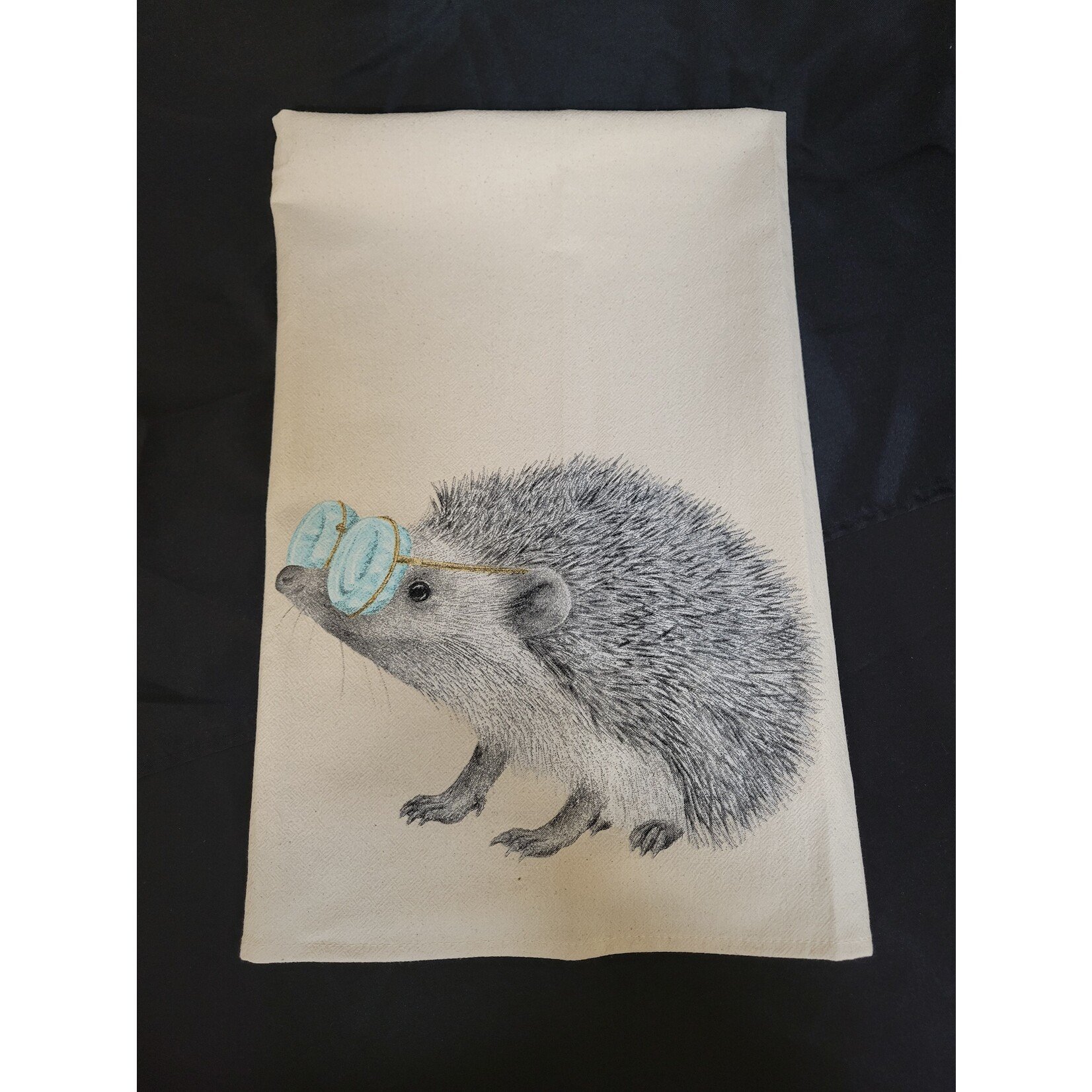Eric and Christopher Hedgehog with Glasses Tea Towel