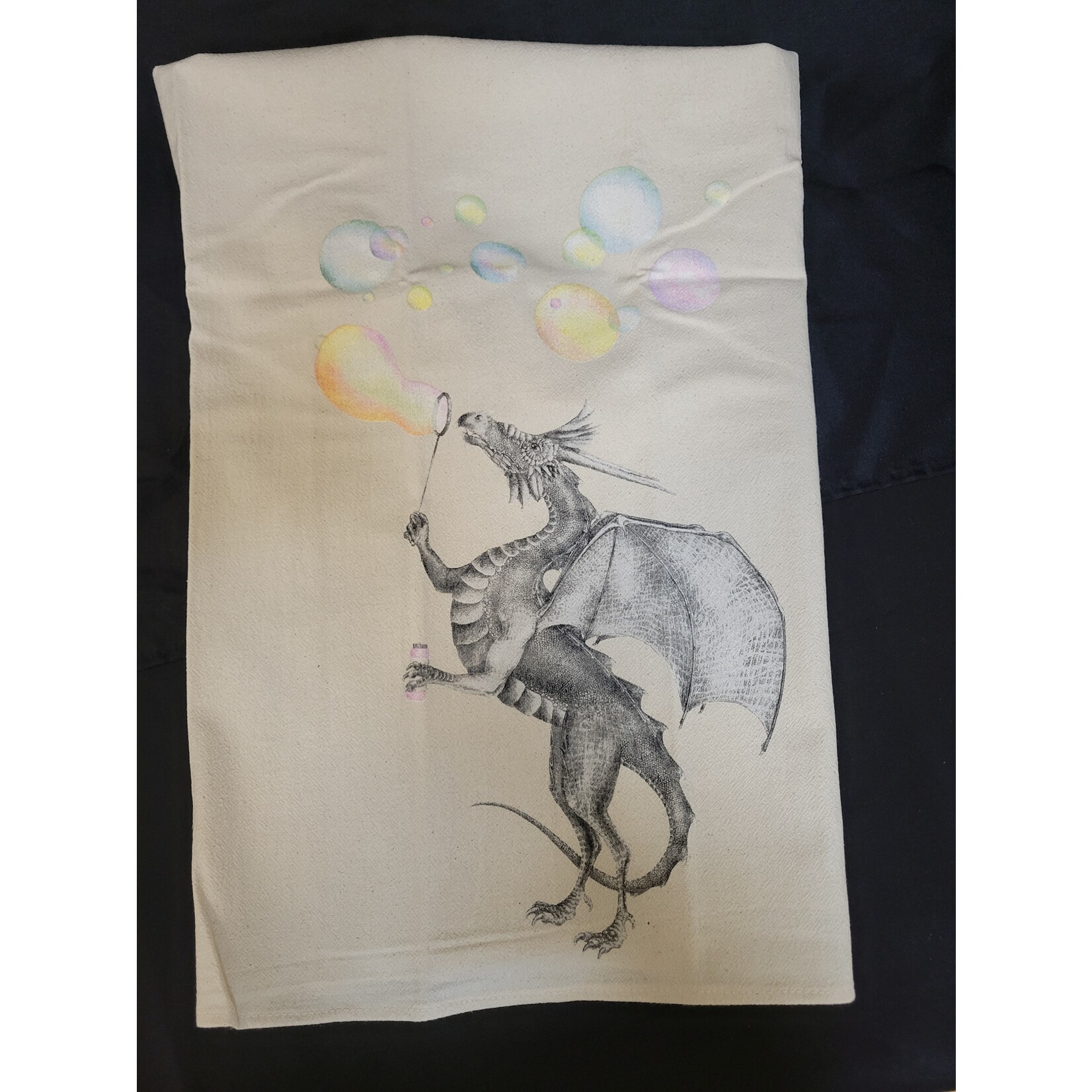 Eric and Christopher Bubble Blowing Dragon Tea Towel