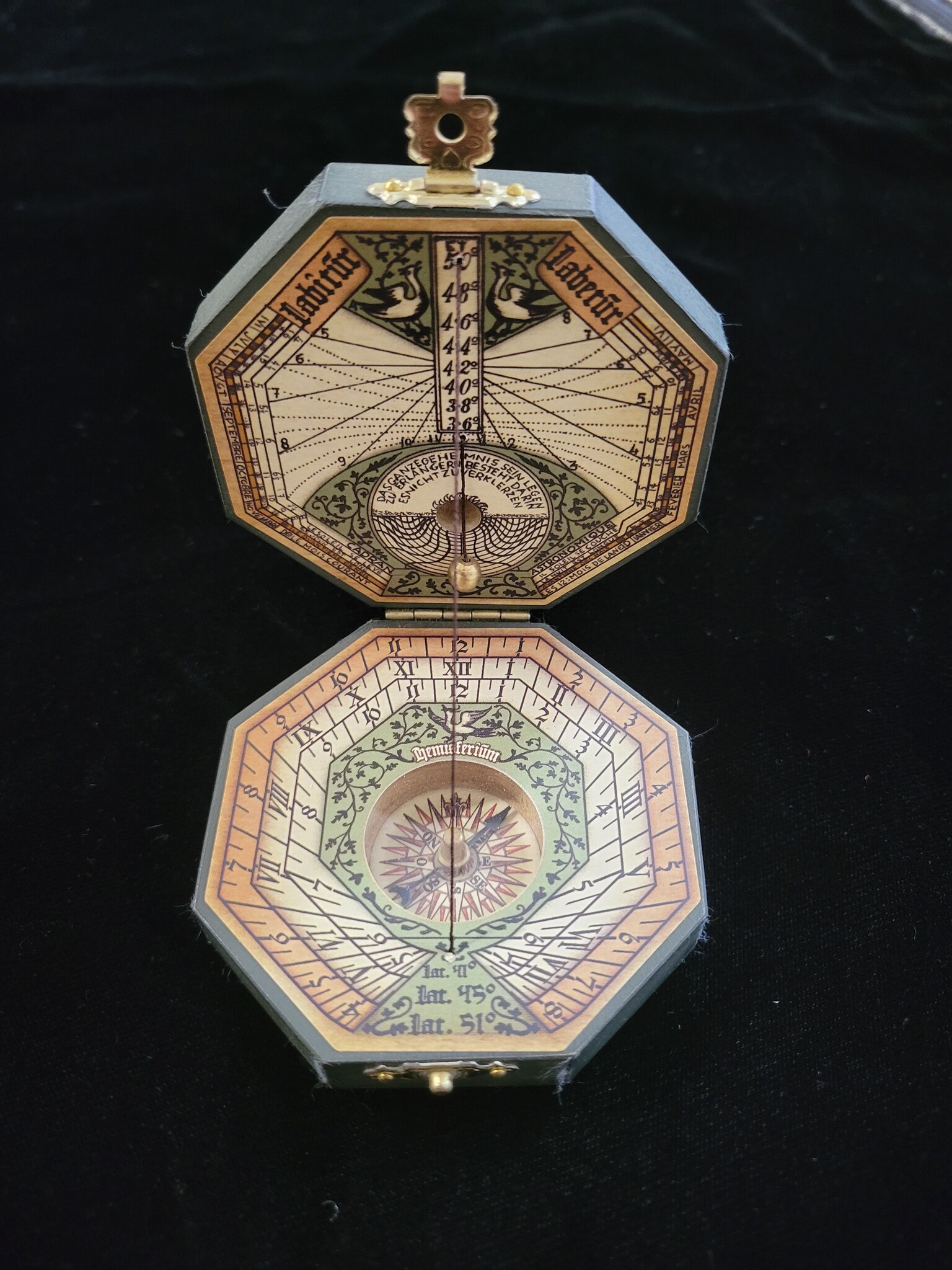 Octagonal Sundial Brass Briar and Bone