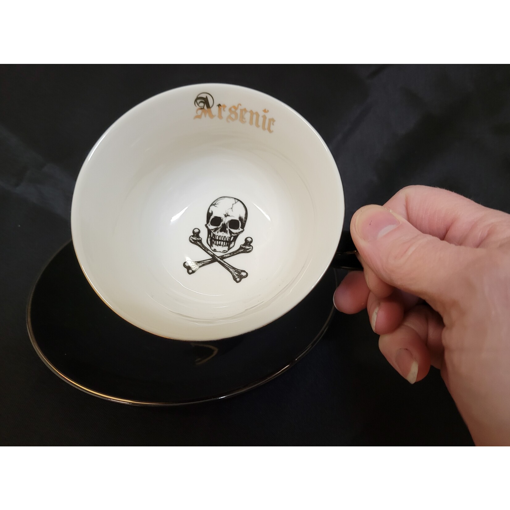 Grace Teaware Arsenic Black and Gold Teacup Set