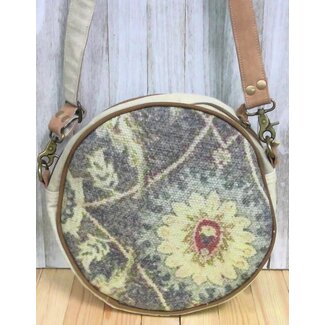 Clea Ray Clea Ray Round Canvas & Recycled Fabric Bag