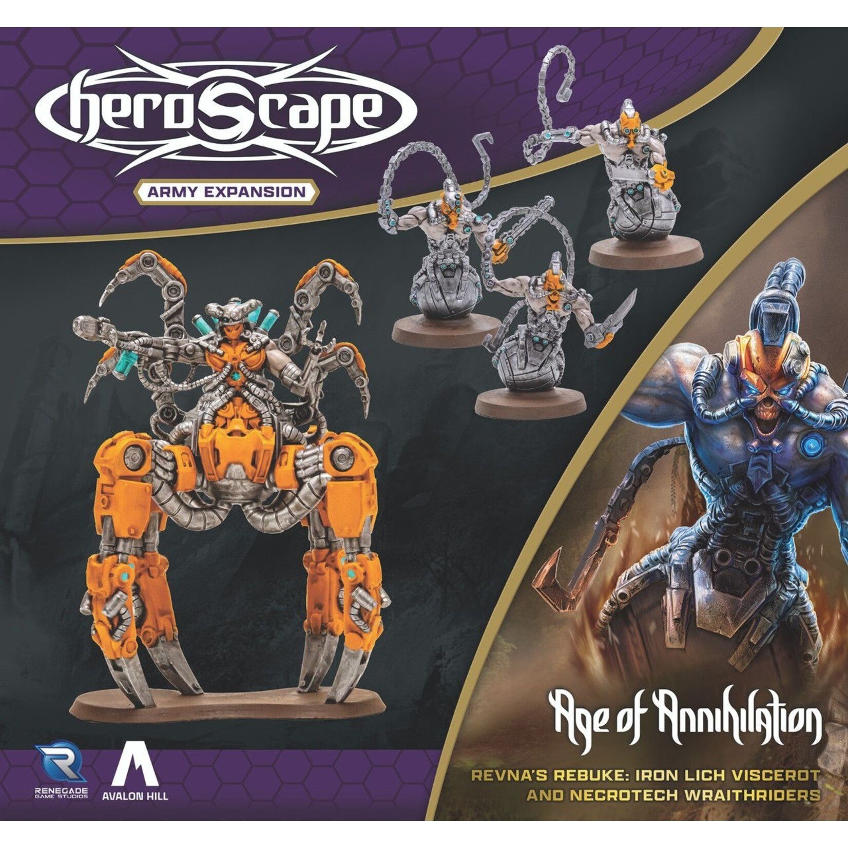 Renegade Games Heroscape: Revna's Rebuke - Iron Lich Viscerot and Necrotech Wraithriders Army Expansion