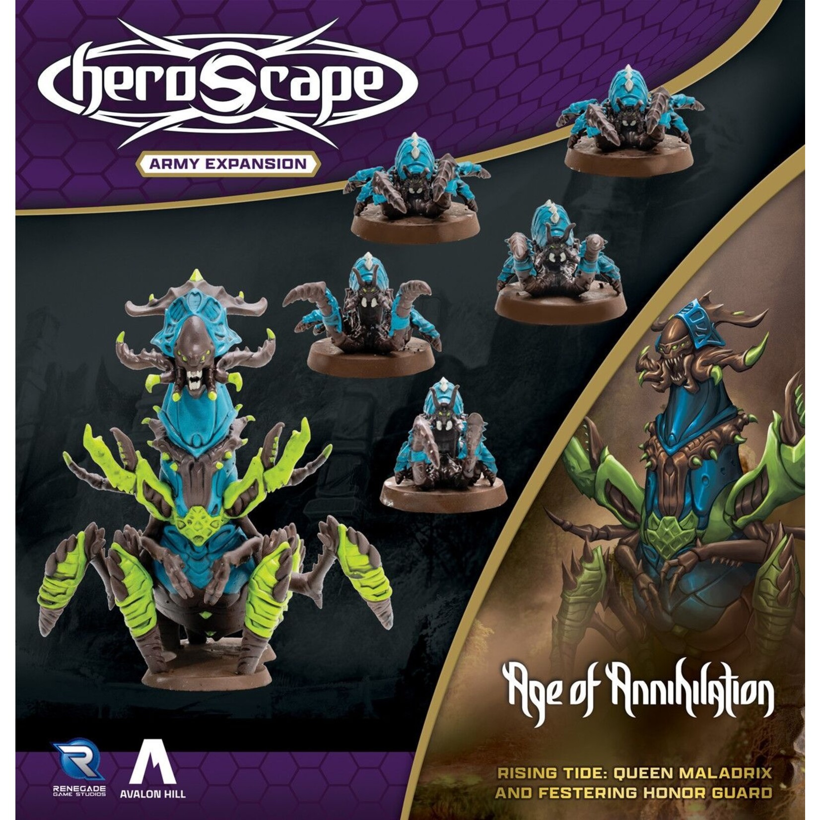 Renegade Games Heroscape: Rising Tide: Queen Maladrix and Festering Honor Guard Army Expansion