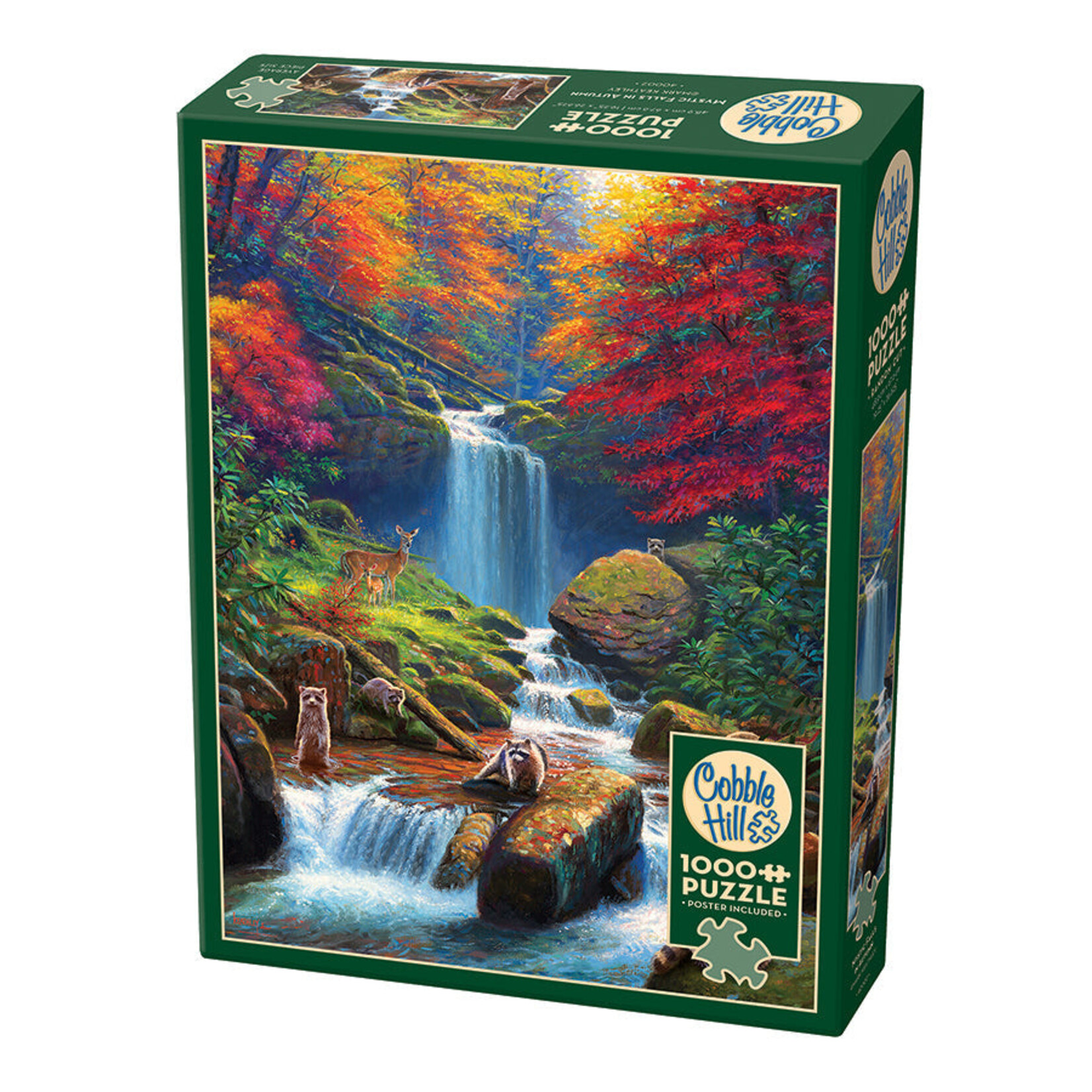 Cobble Hill Mystic Falls in Autumn (Waterfalls/Raccoons/Deer) Puzzle (1000pc)