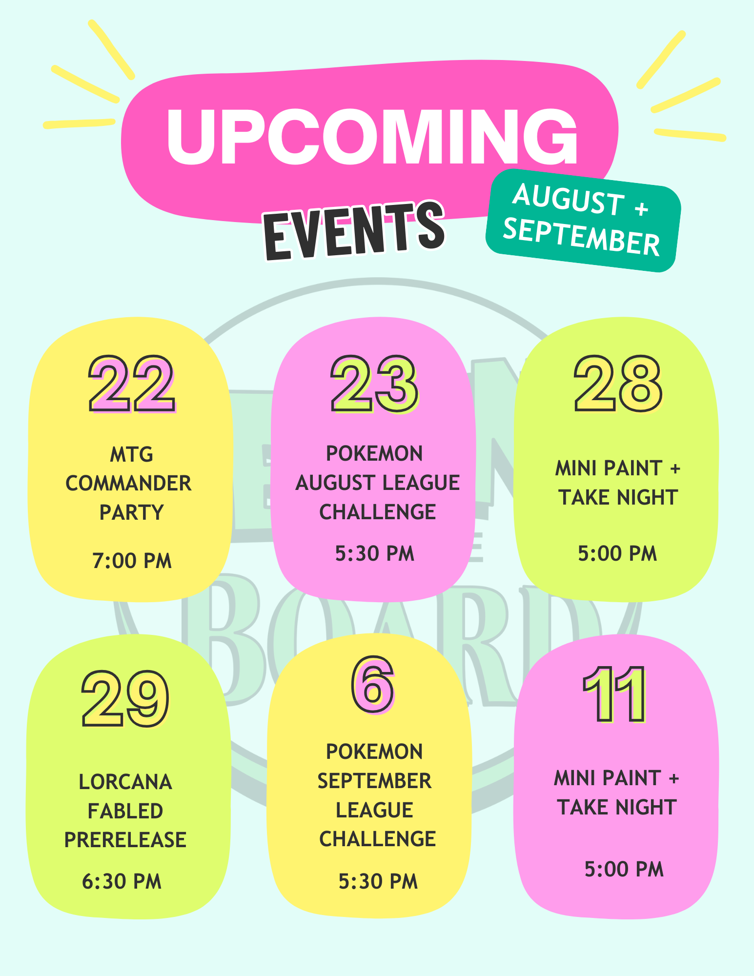 August + September Events