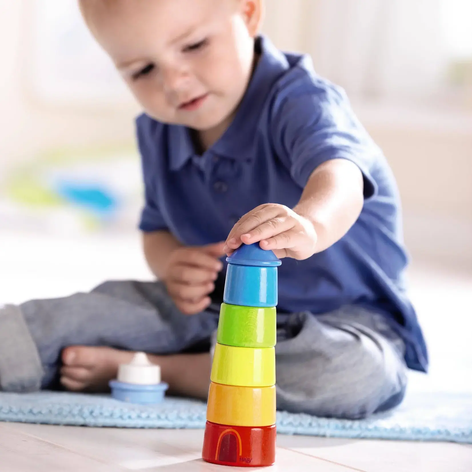 HABA Lighthouse Wooden Rainbow Stacker