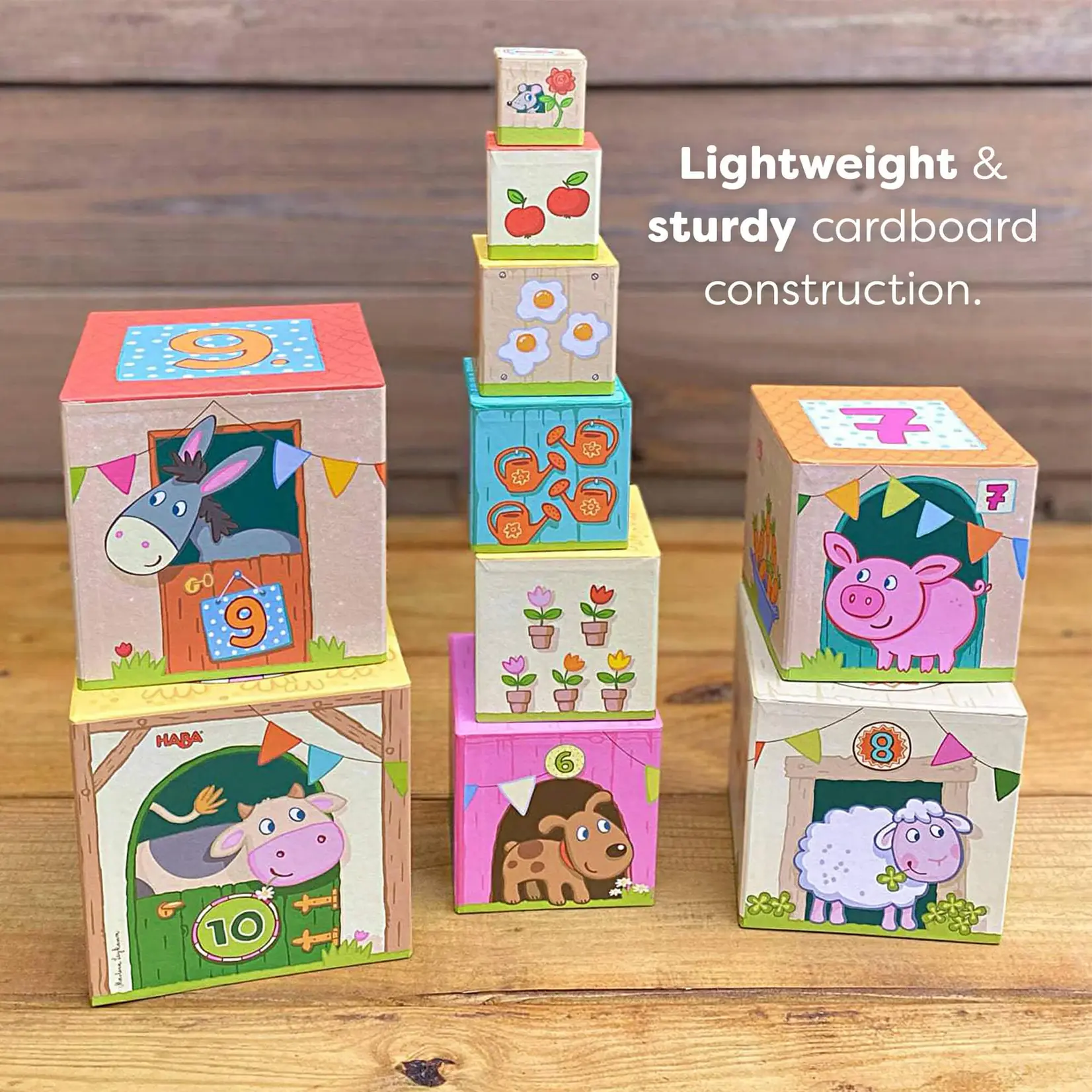 HABA On the Farm Cardboard Stacking & Nesting Cubes