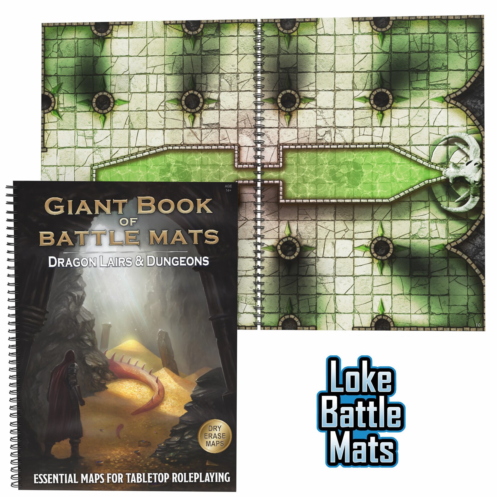 Loke Battle Mats Battle Mat: Giant Book of Battle Mats- Dragon Lairs n Dungeons