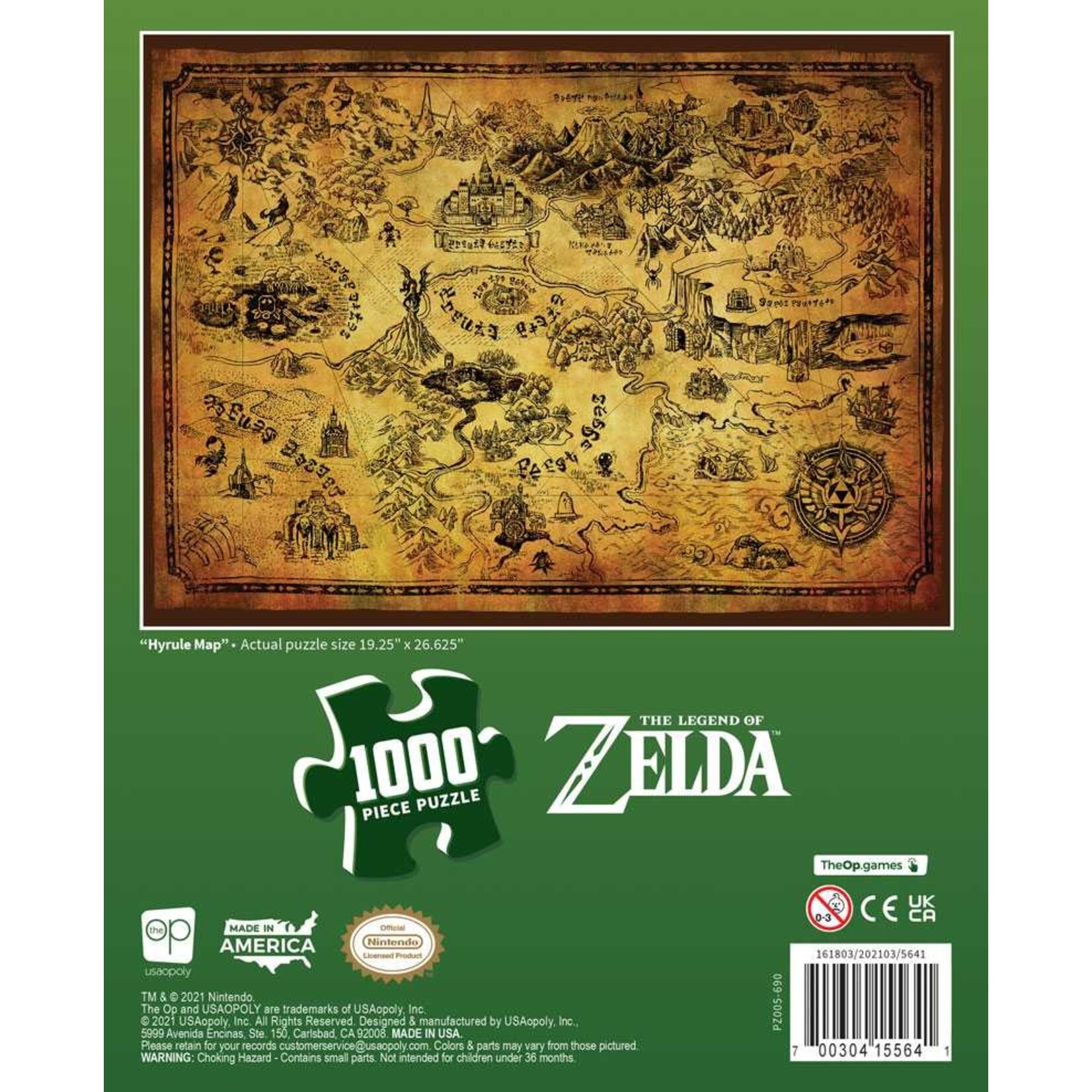 The Op Games (USAOPOLY) The Legend of Zelda - Hyrule Map - 1000 Piece Puzzle