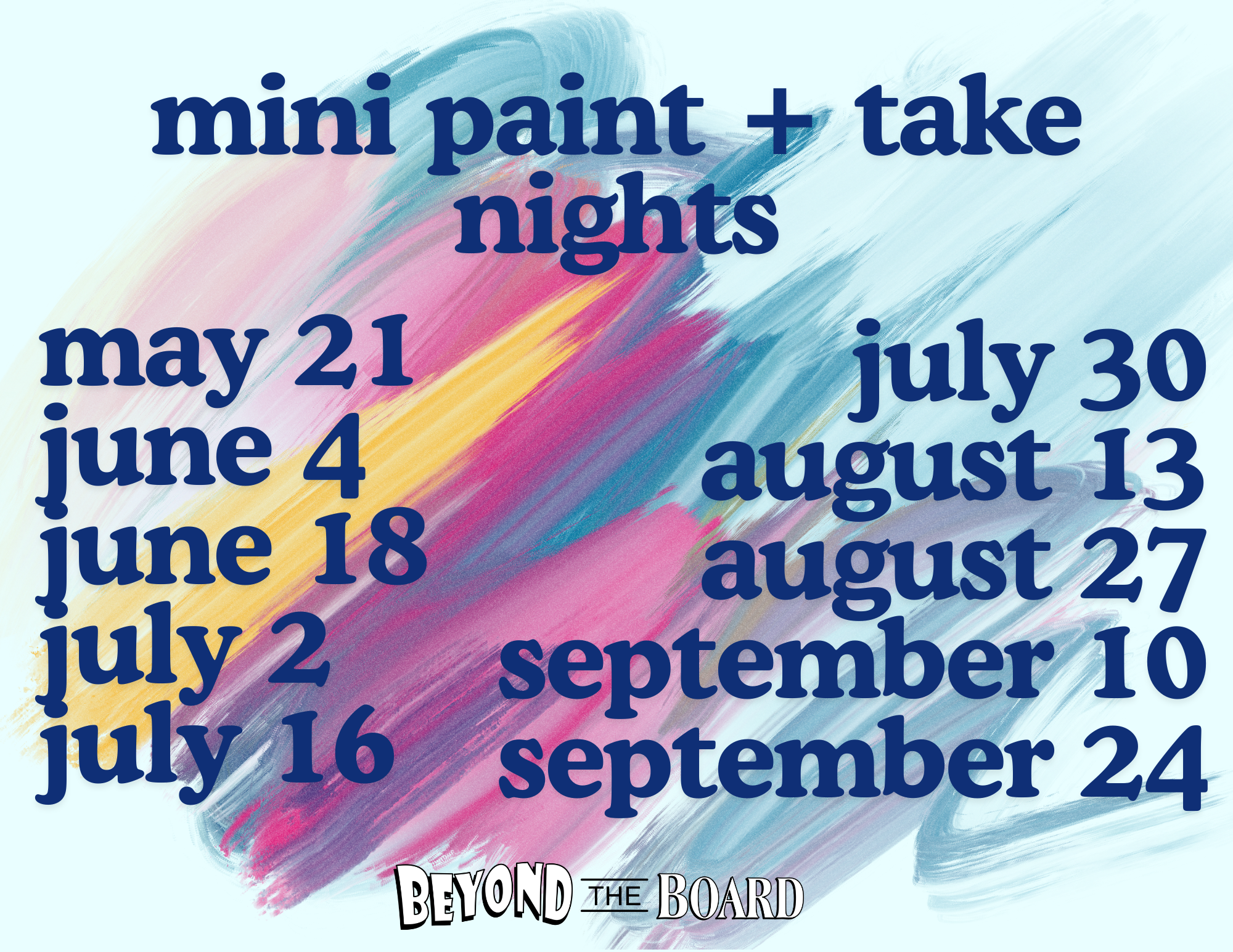 Upcoming Mini Paint and Take Nights