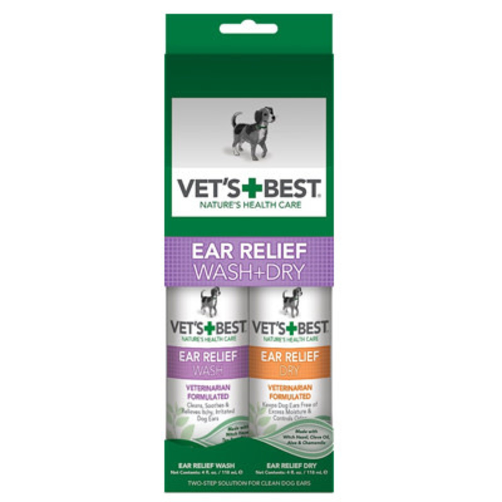 Vets Best 2pk Dog Ear Wash/Dry Vets Best