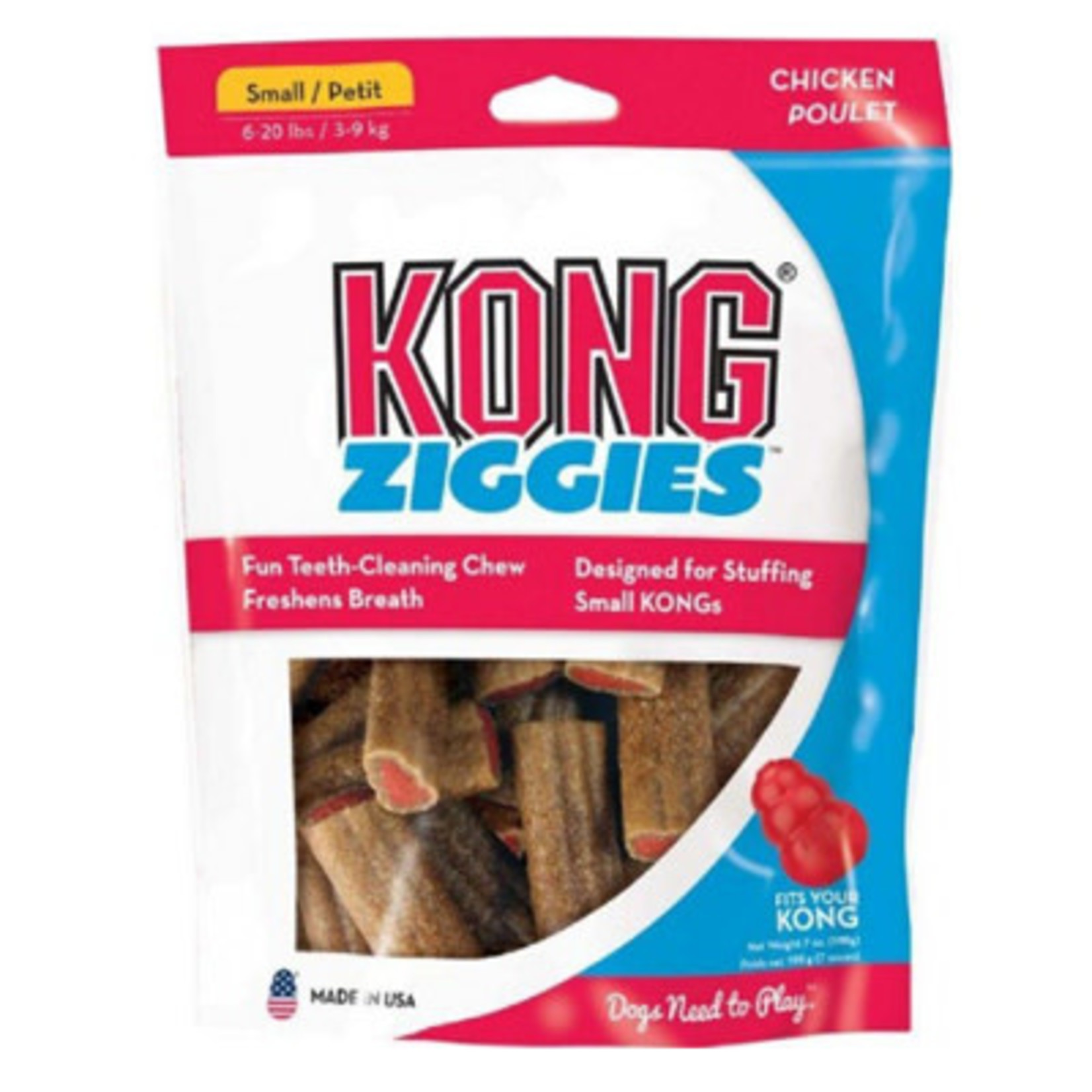 Kong 7OZ SM ZIGGIES DOG TREAT KONG KONXA31