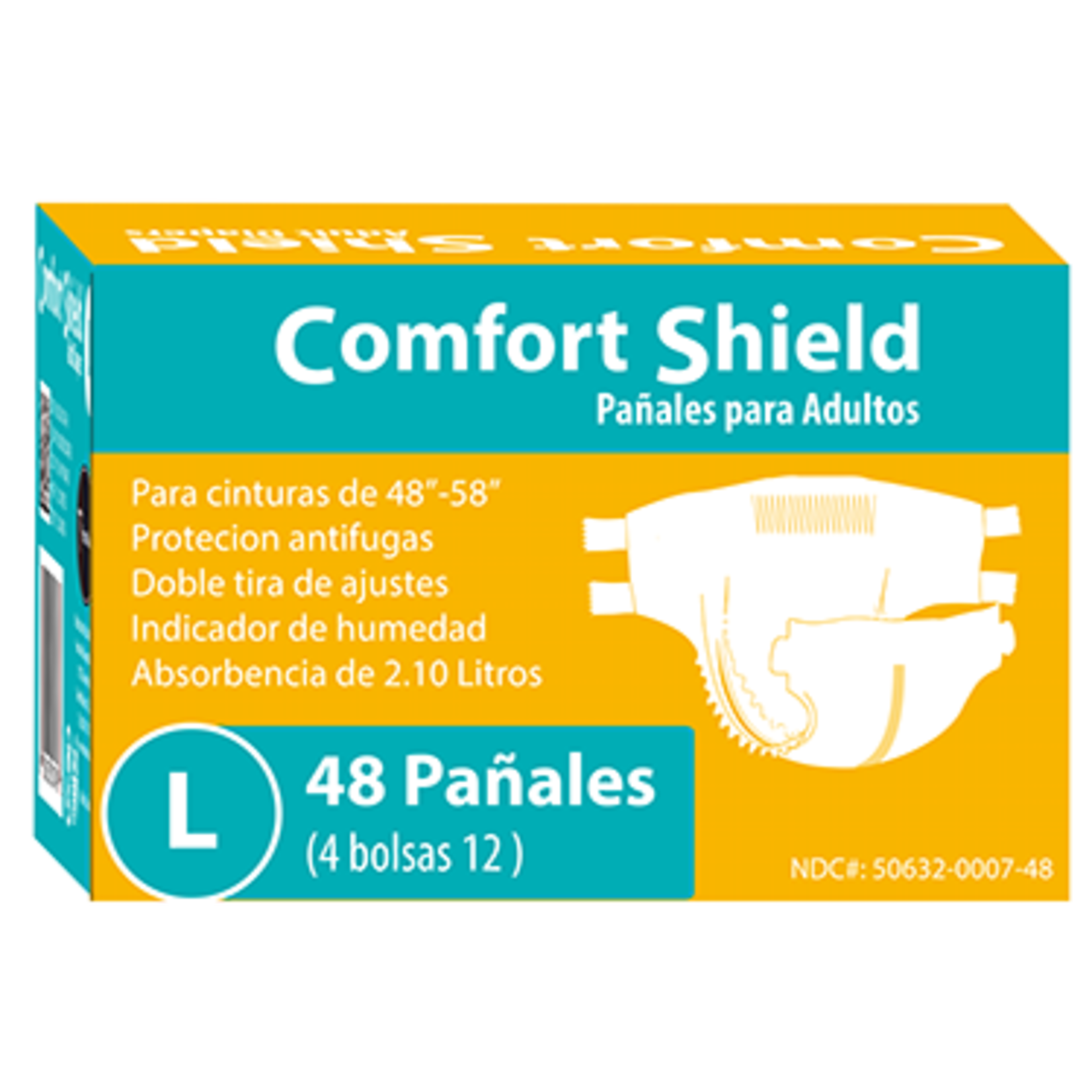 Home Aide Comfort Shield Adult Diapers (Large) - NDC# 50632-0007-48