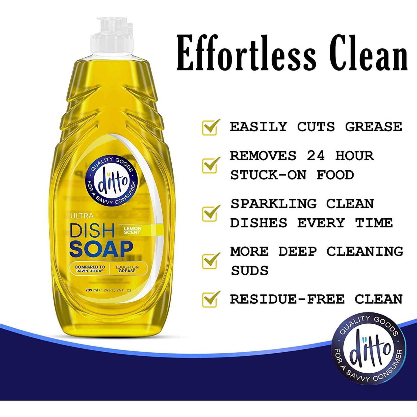 Ditto Ultra Dish Soap Extra Tough On Grease & Stains 24 oz (Lemon Scent) - 12/case ($21.48)