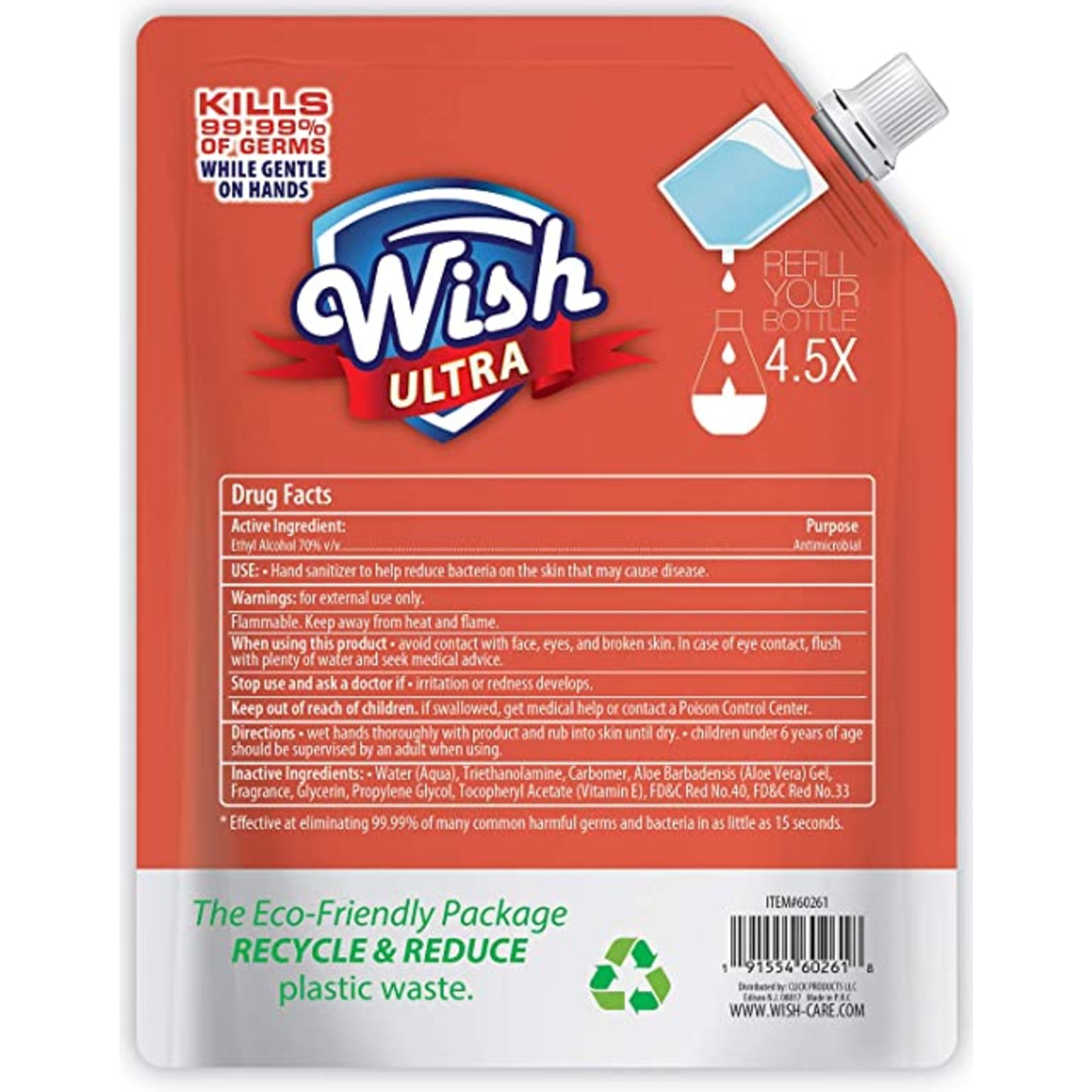 Wish - Refill Pack 33.8oz Scented with Extra Moisturizer 1 Liter Hand Sanitizer (Peach)