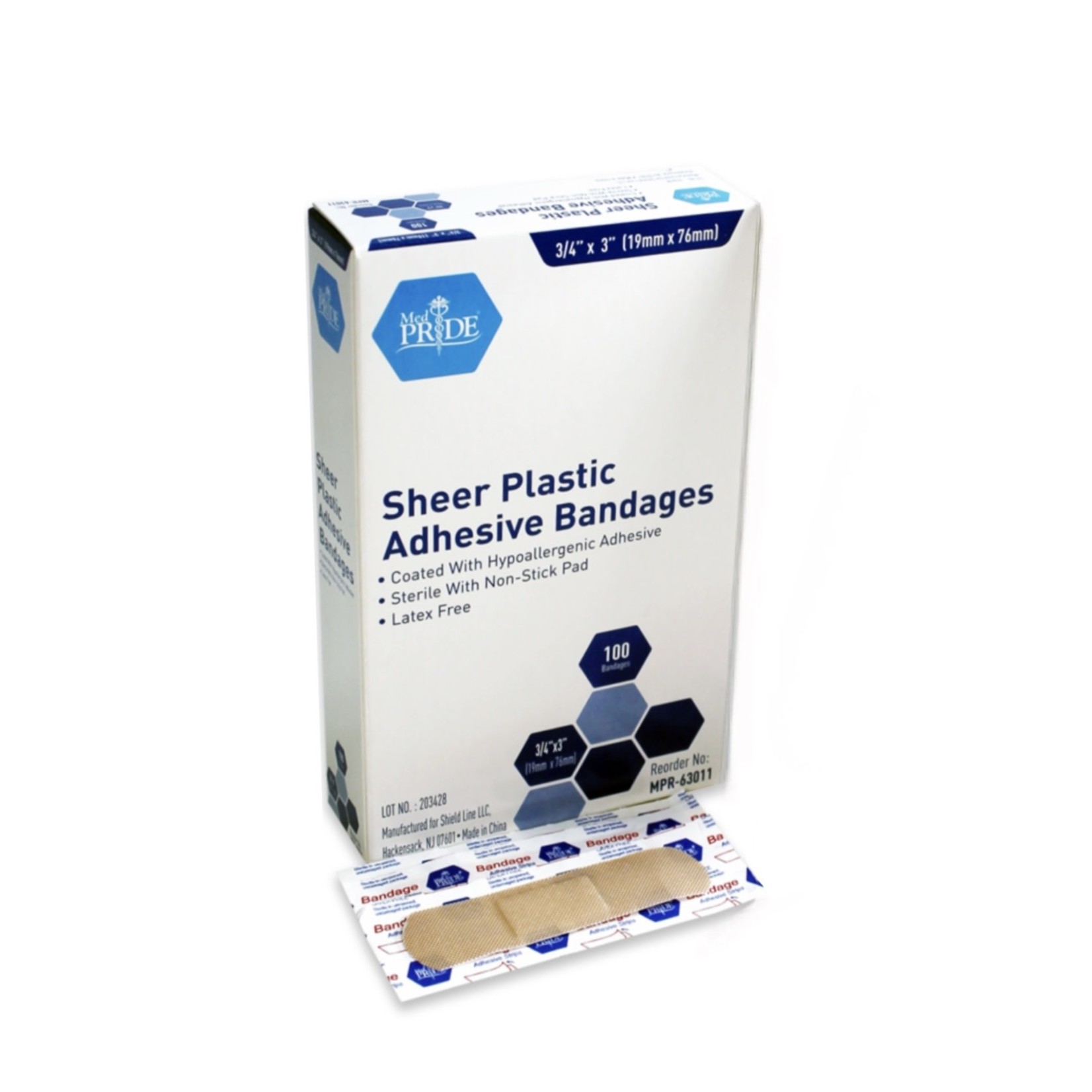 MPR-63011 - Adhesive Bandage-Sheer- 3/4" x 3", Sterile - 100/box | 24/cs