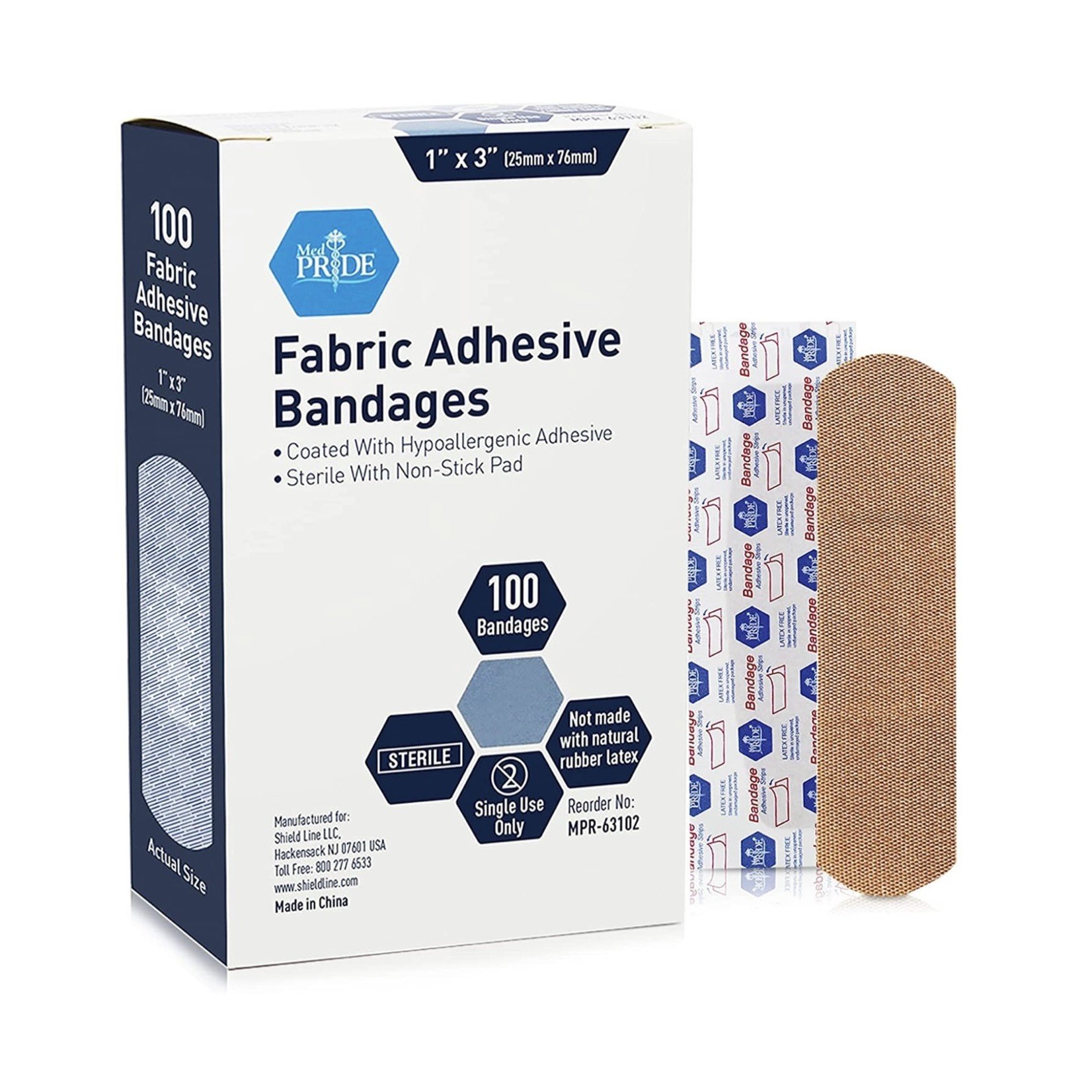 MPR-63102 - Adhesive Bandage, Fabric 1" x 3", Sterile - 100/box | 24/cs