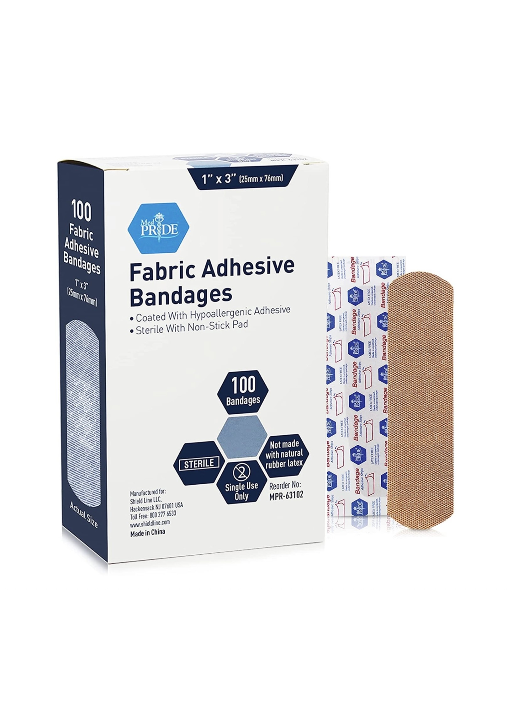 MPR-63102 - Adhesive Bandage, Fabric 1" x 3", Sterile - 100/box | 24/cs