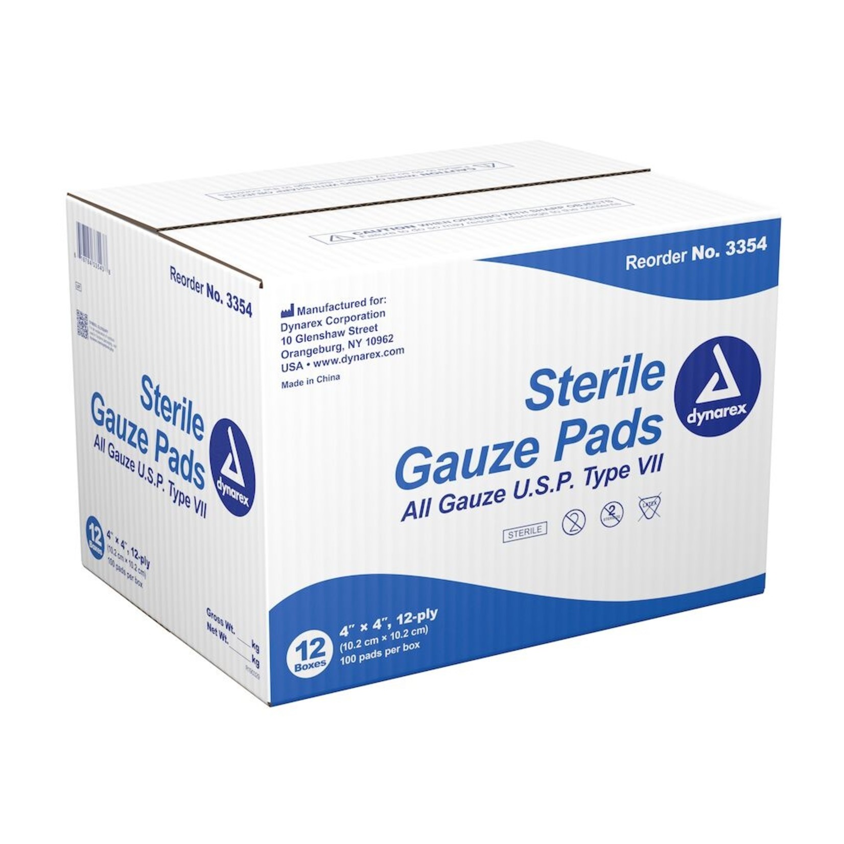 Gauze Pad Sterile 1's - 4"x 4" - 12 Ply - 12/cs