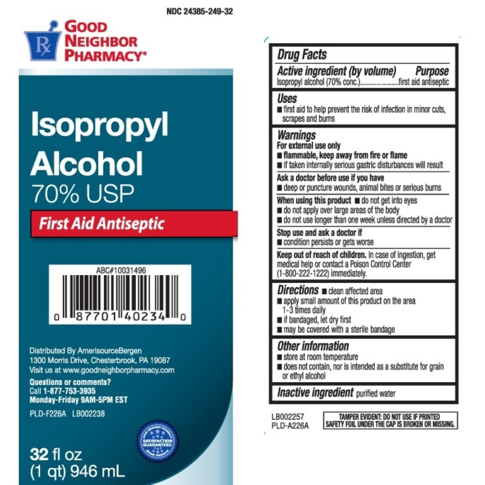 70% Isopropyl Rubbing Alcohol - 32oz | 12/case