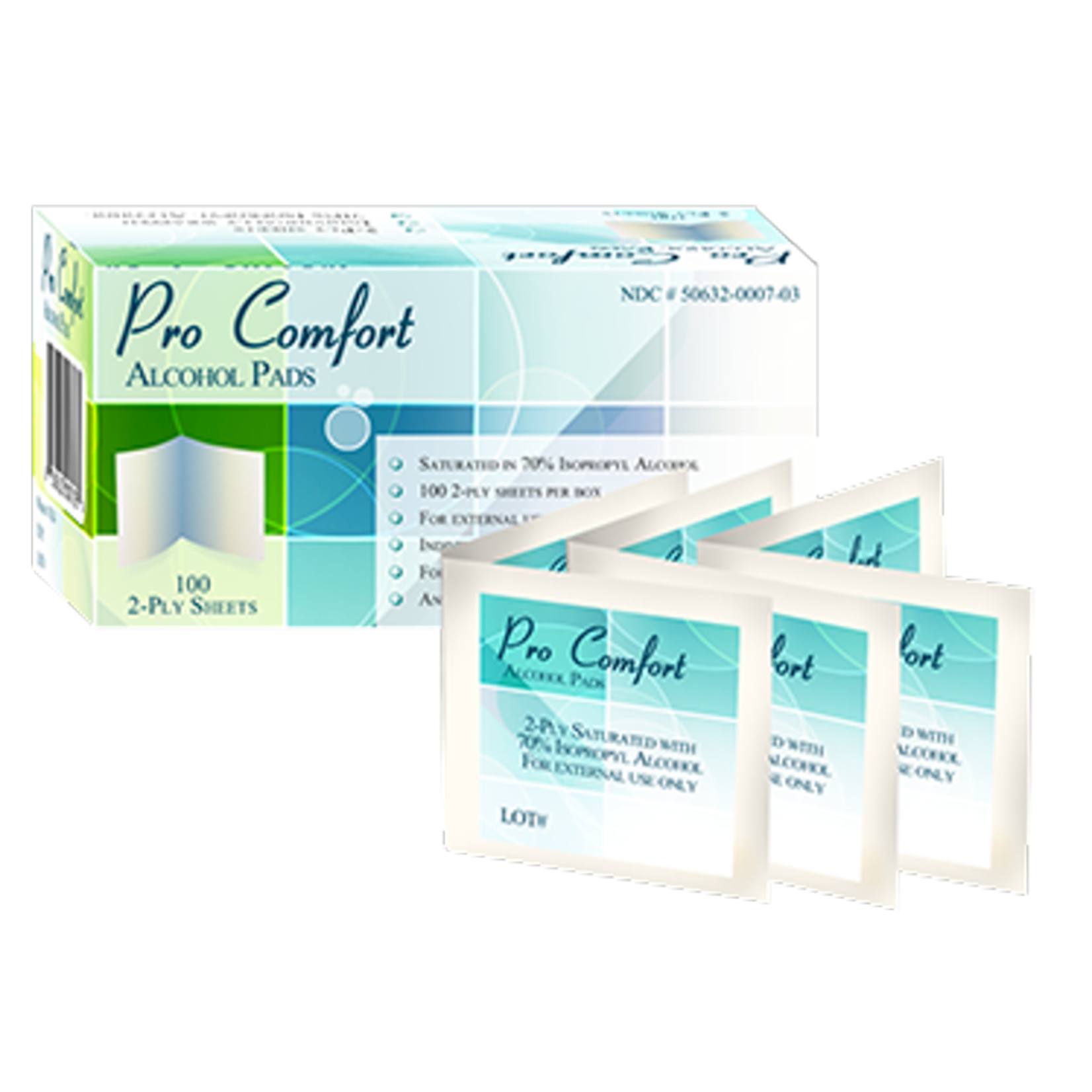 Pro Comfort Alcohol Pads - 100/case | NDC# 50632-0007-03