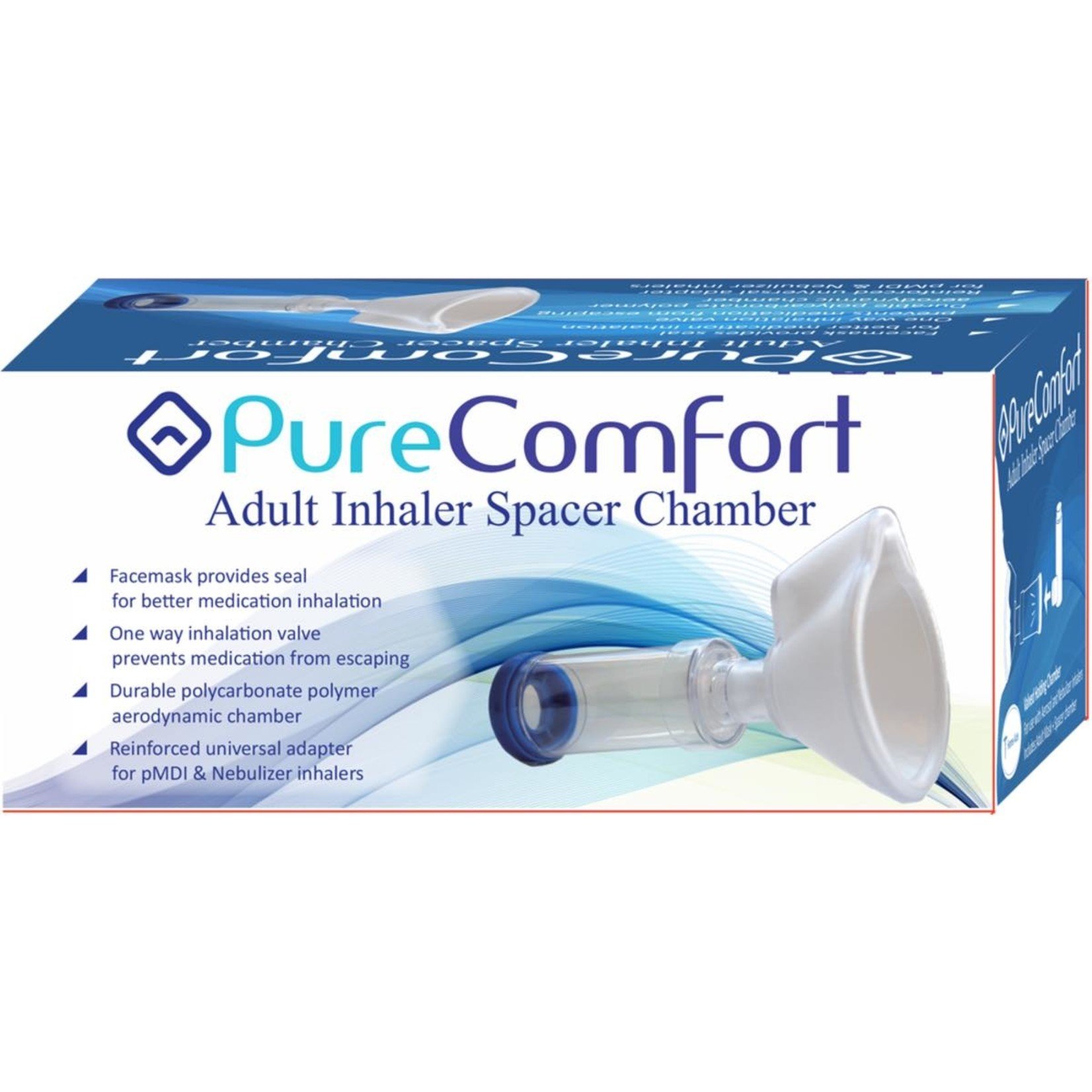 Pure Comfort Adult Inhaler Spacer Chamber - 50/case -