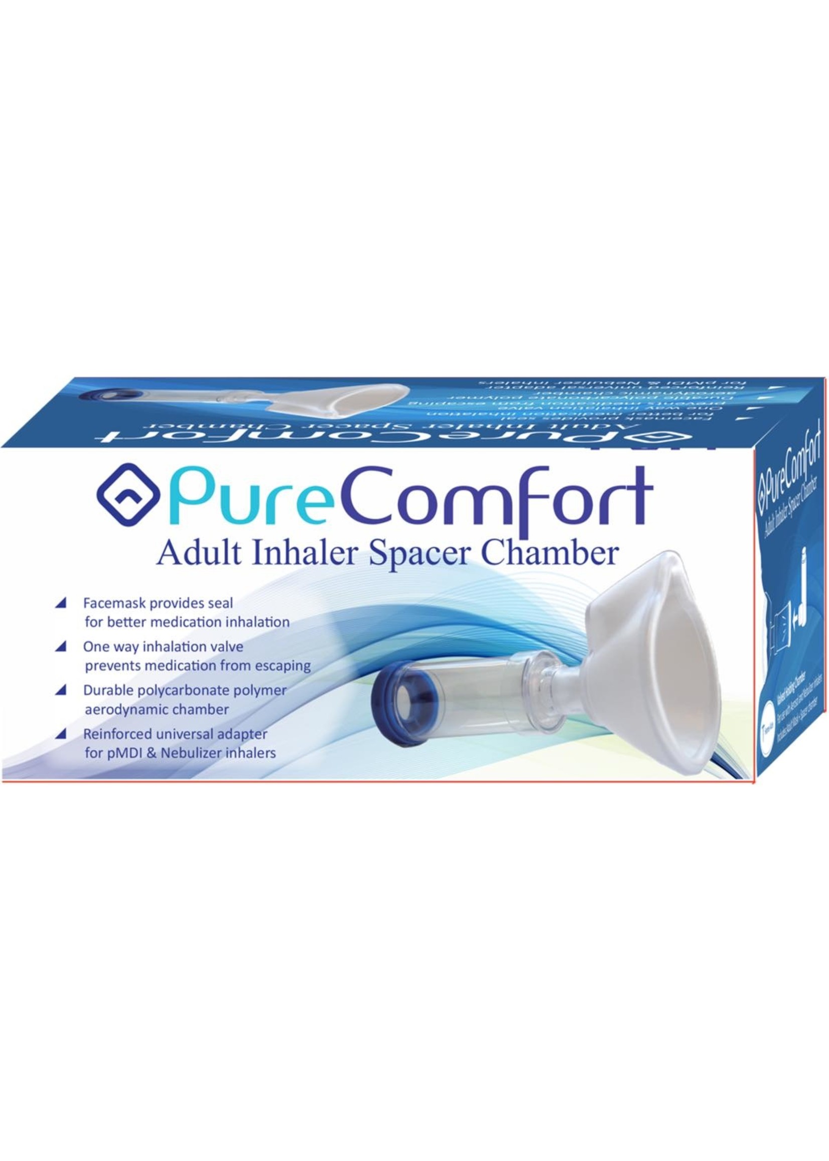 Pure Comfort Adult Inhaler Spacer Chamber - 50/case -