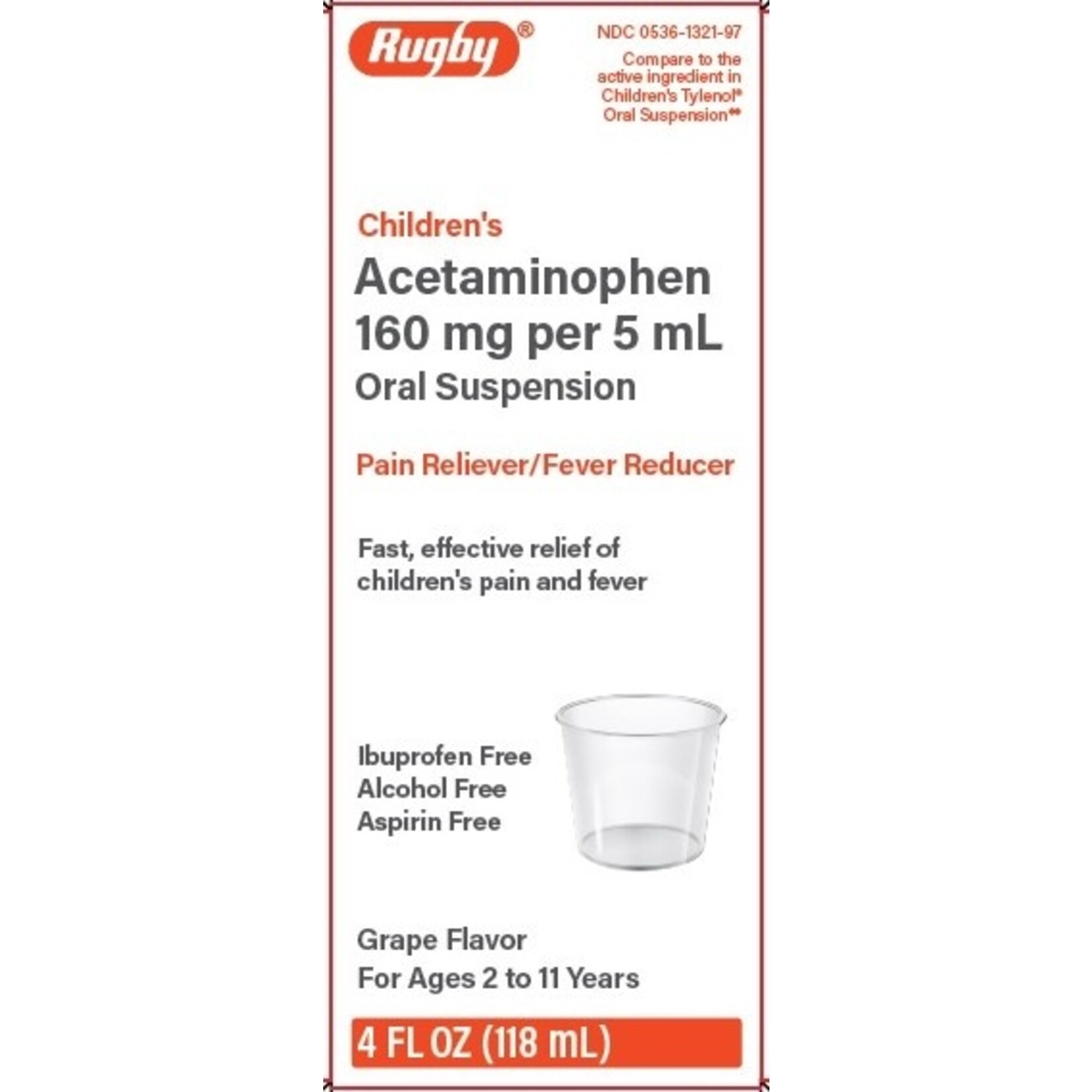 371066 - Rugby Children's Acetaminophen 160 mg/5mL (48/case)- NDC# 00536-1321-97