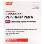 371082 - Rugby 4% Lidocaine Pain Relief Patch Maximum Strength Topical Anesthetic (30 Patches) - NDC# 00536-1202-07