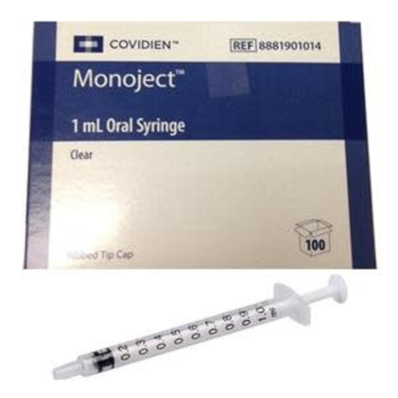 CARDINAL HEALTH Cardinal Health Monoject™ Clear Oral Medication Syringe 1mL with Separate Ribbed Tip Caps, Polypropylene Barrel and Plunger Rod