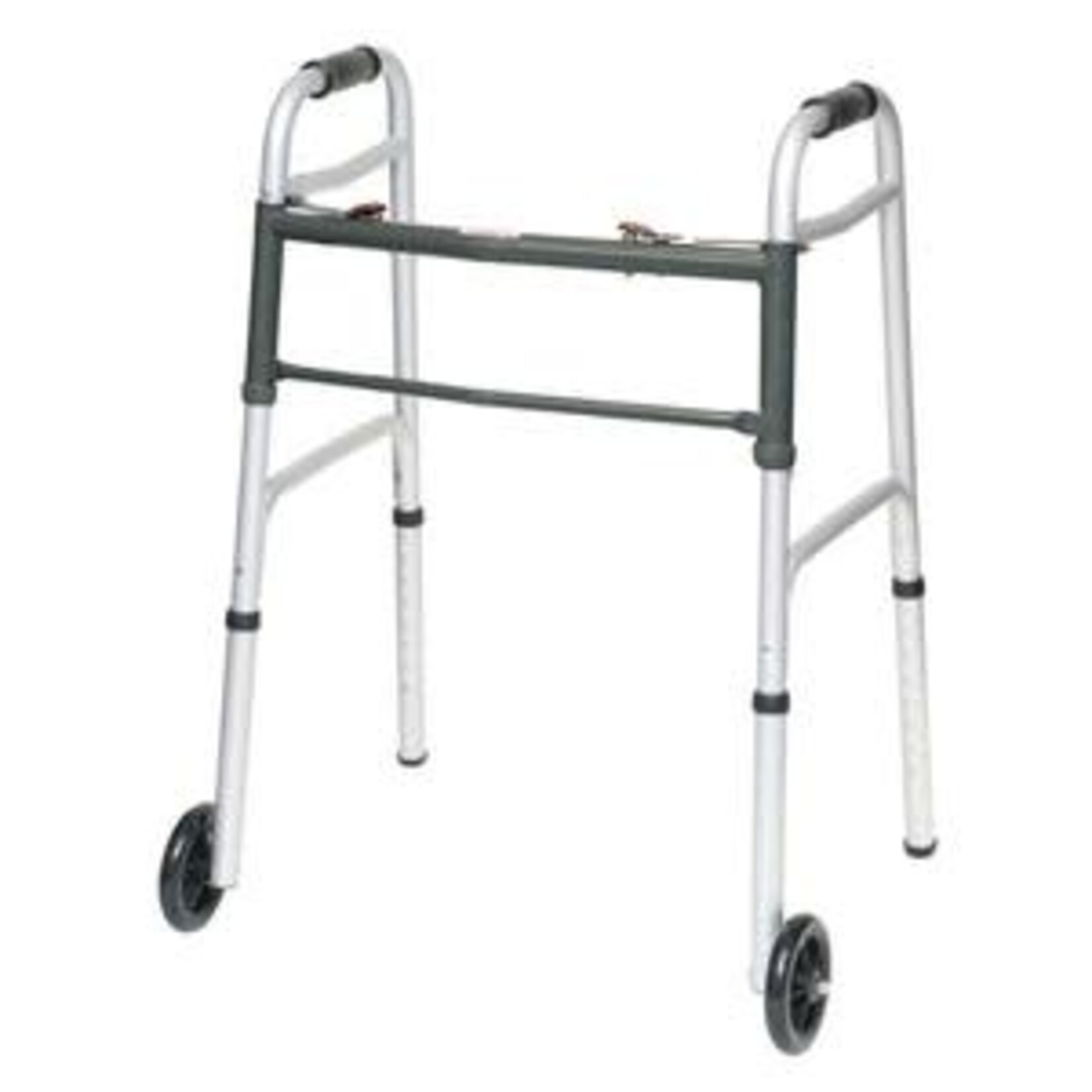 PMI ProBasics™ Two-Button Folding Aluminum Walker, with 5" Wheels, Adult, 300 lb Capacity