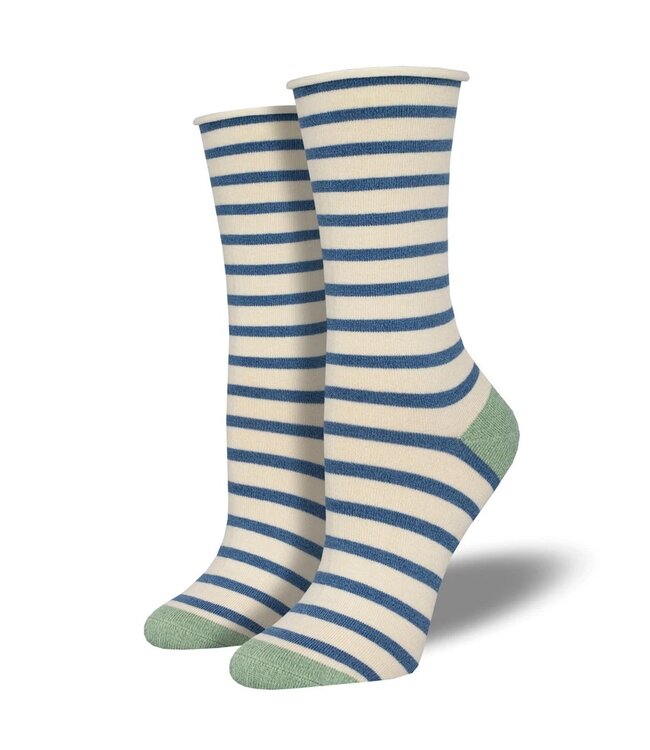 Socksmith WBC2174 Sailor Stripe Roll Top Bamboo Crew