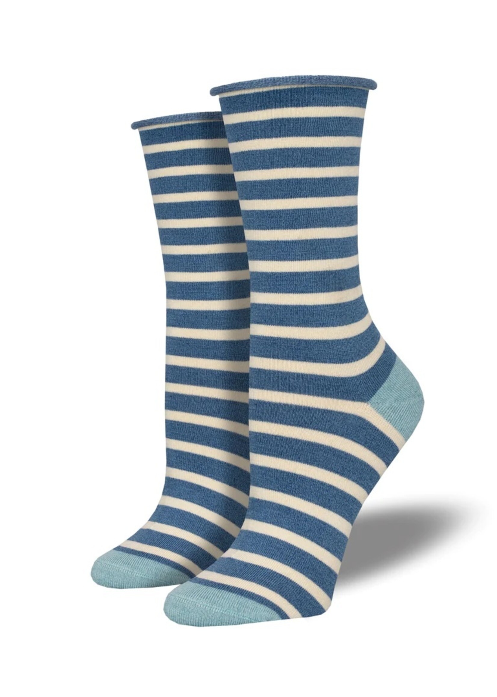 Socksmith WBC2174 Sailor Stripe Roll Top Bamboo Crew