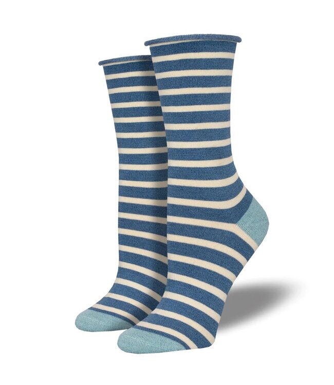 Socksmith WBC2174 Sailor Stripe Roll Top Bamboo Crew