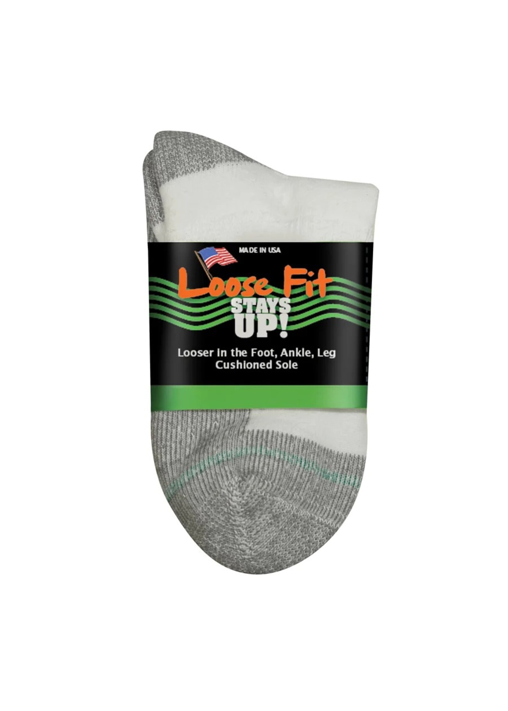 Loose Fit Stays Up Quarter Sock Extra Large white #730