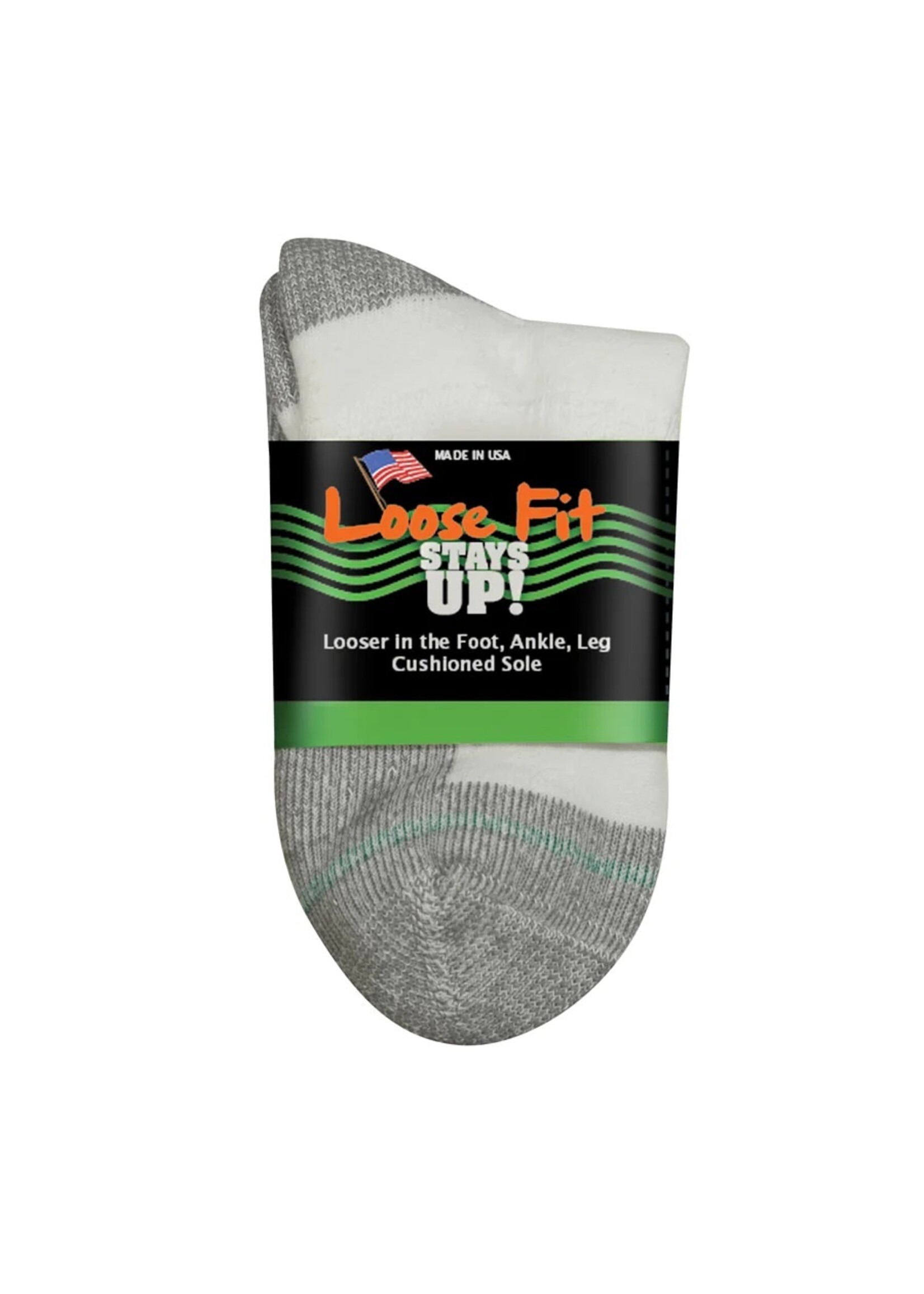 Extra Wide Sock Company Loose Fit Stays Up Small Crew Sock White #770
