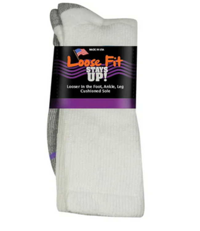 Extra Wide Sock Company LFSU Crew 770 White Small