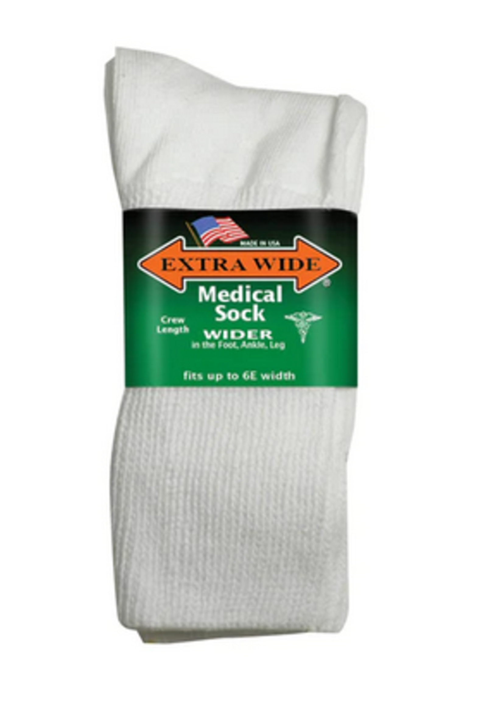 Extra Wide Sock Company Medical Sock Inverted Toe Seam Small Crew Sock White #4850