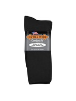 Extra Wide Sock Company Comfort Fit Athletic Crew Sock Large Black #7201